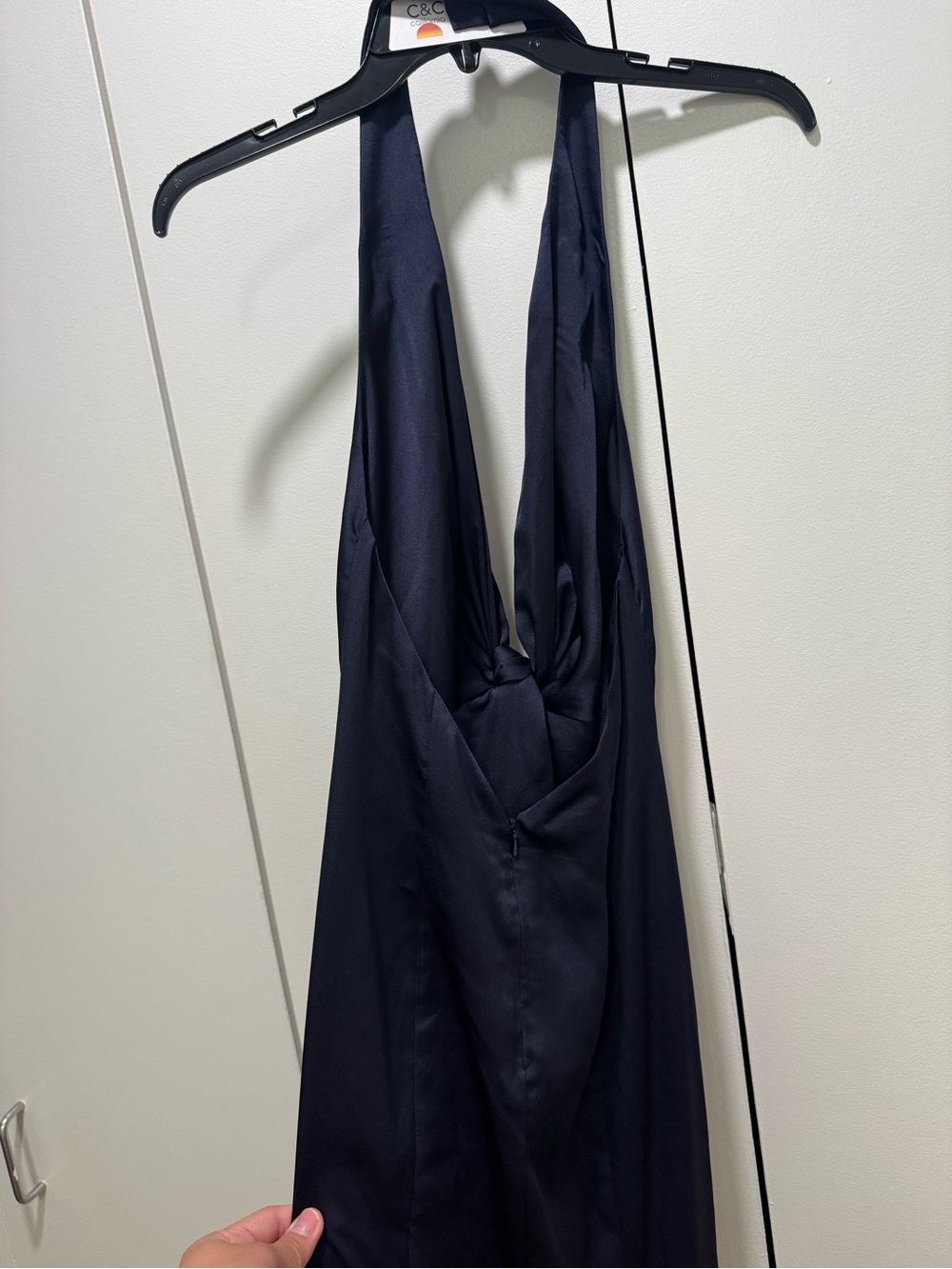 Fame and Partners Navy Halter Backless Gown - Picture 5 of 7
